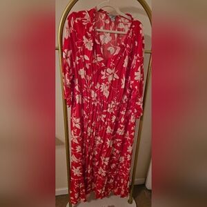Croft & Barrow Red and White Floral Maxi Dress